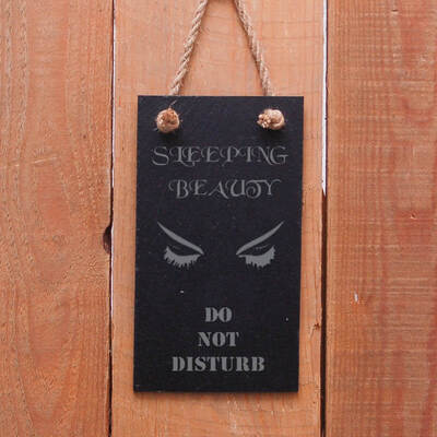 Slate hanging door sign "Sleeping beauty do not disturb" a great gift