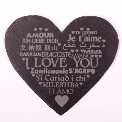 Hand Crafted ’I love you’ Slate heart-shaped Hanging Sign -