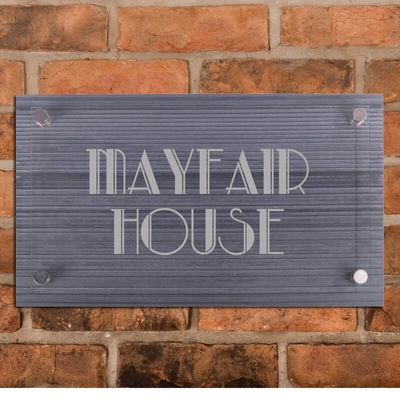 Ridged Slate House Sign with Acrylic front panel - 500 x 300mm - 2 lines of text