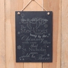 Image of Christmas Slate hanging sign (portrait) - "The Stockings were hung by the chimney with care in hope that St Nicholas would soon be there"
