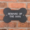 Image of Bone shaped beware of the dog sign in slate