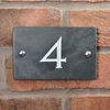 Image of Slate house number 4 v-carved with white infill