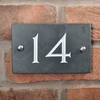 Image of Slate house number 14 v-carved with white infill number