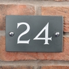 Image of Slate house number 24 v-carved with white infill numbers