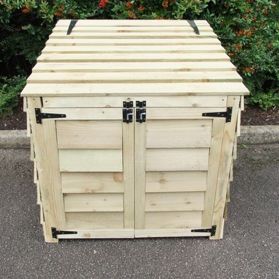 Large Wooden Log Store with Lifting Lid and Doors