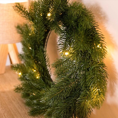 12" Faux Pre-Lit Christmas Wreath