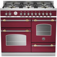 Image of Bertazzoni HER1006MFETVIT Heritage 100cm Range Cooker XG Oven Dual Fuel Matt Burgundy * * ONE ONLY TO CLEAR AT THIS PRICE * *