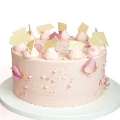 Pink Heart Sprinkle Cake - Medium (8" Diameter)