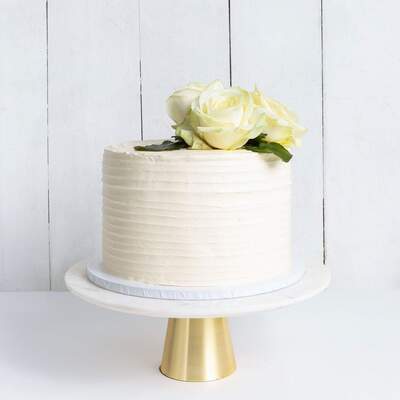 One Tier Floral Ruffle Wedding Cake - Classic White Rose - Extra Large 12"