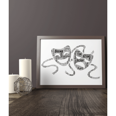 Personalised Drama Theatre Mask Word Art Gift