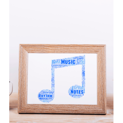 Personalised Music Note Word Art Picture - Music Lover Gift