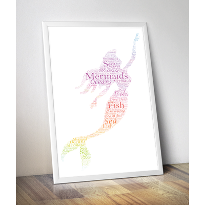 Mermaid Personalised Word Art Picture Frame Gift Print