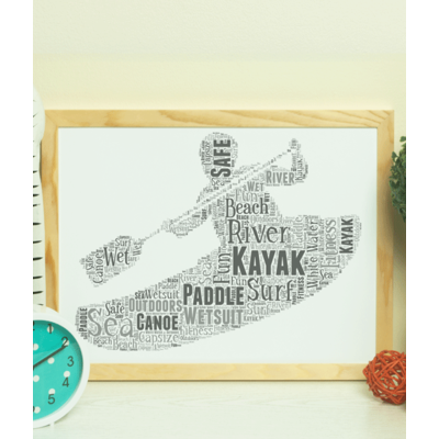 Personalised Kayak Word Art - Kayaking Gift