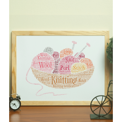 Personalised Knitting Word Art - Knitter Gift