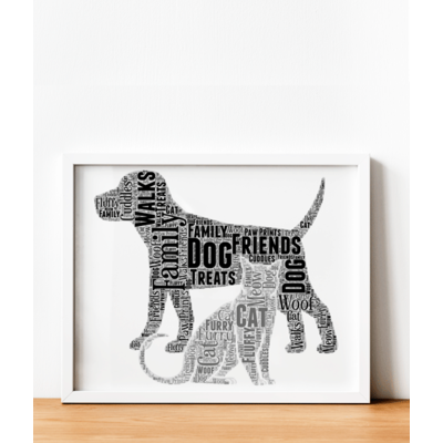 Pet Cat And Dog Word Art Print