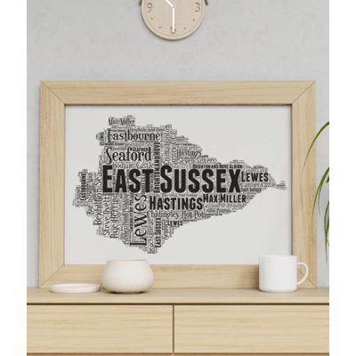 Personalised East Sussex Word Art Map
