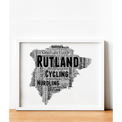 Personalised Rutland Word Art Map