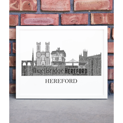 Personalised Hereford Skyline Word Art