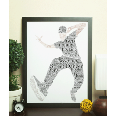 Male Street Dancer - Personalised Word Art Gift