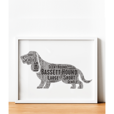 Personalised Bassett Hound Dog - Word Art Gift