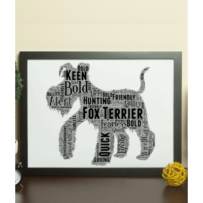 Personalised Fox Terrier Dog Word Art Picture Gift