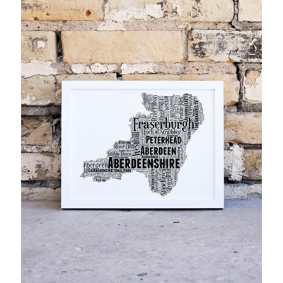 Aberdeenshire Personalised Word Art Map