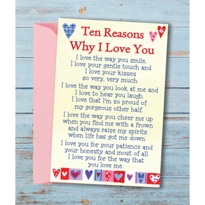 Ten Reasons Why I Love You - Sentimental Wallet Card