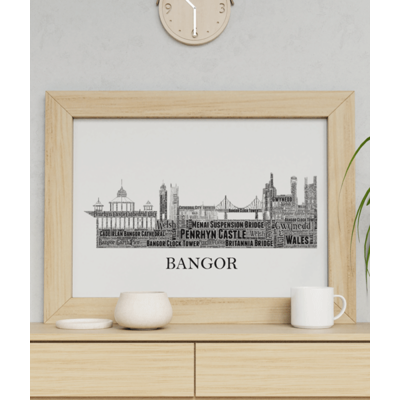 Personalised Bangor Skyline Word Art Picture
