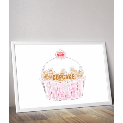 Personalised Cupcake Word Art Birthday Gift Print