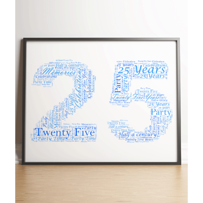 25th Birthday - Silver Anniversary Word Art Gift