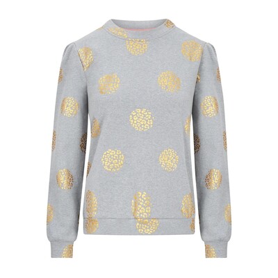 Jessica Foil Print Cotton Sweater - Grey