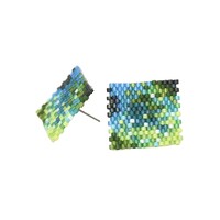 Image of Selva Y Agua Beaded Earrings - Blue & Green