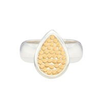 Image of Classic Smooth Rim Teardrop Ring - Gold & Silver