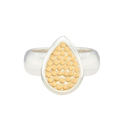 ANNA BECK Classic Smooth Rim Teardrop Ring Gold & Silver