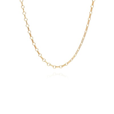 Bar & Ring Chain Necklace - Gold