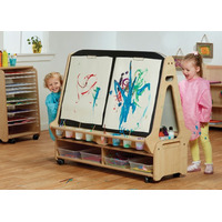 Image of Double-Sided 4-Person Easel with Storage Trolley