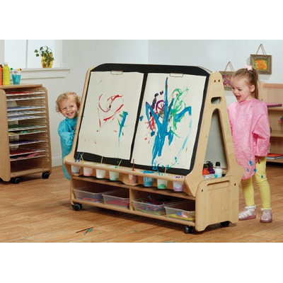 Double-Sided 4-Person Easel with Storage Trolley