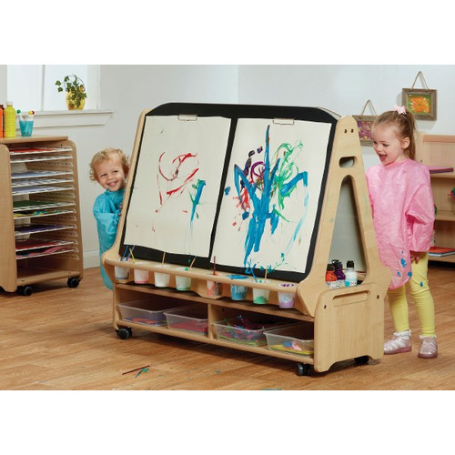 Double-Sided 4-Person Easel with Storage Trolley