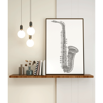 Saxophone Word Art - Saxaphonist - Sax Teacher Gift