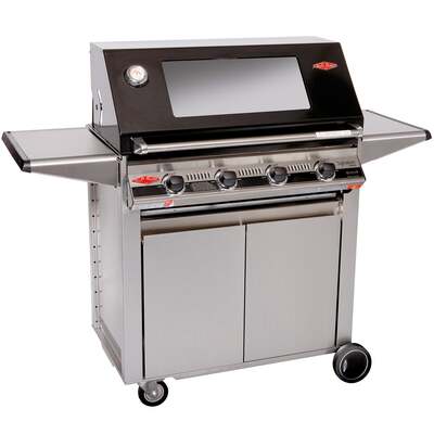 BeefEater Signature S3000E Designer 4 Burner Gas Barbecue with Stainless Steel Cabinet Trolley and Side Burner