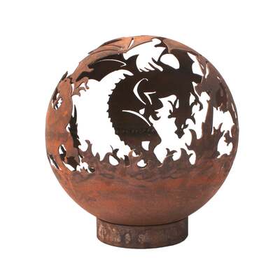 Garden Fire Ball 50cm Dragon Design with Rust Finish