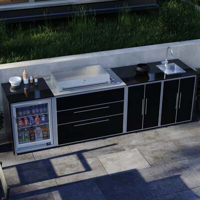 Profresco Proline Roaster 6 Burner Barbecue Quatro Outdoor Kitchen - Black