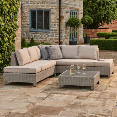Kettler Palma Low Lounge Corner Oyster Wicker Outdoor Sofa Set With Coffee Table