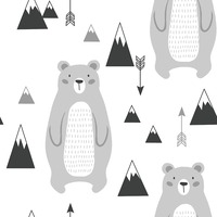 Image of Scandi Bears Wallpaper Grey World of Wallpaper AF0001