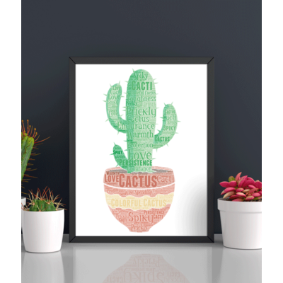 Personalised Cactus Plant Word Art Print