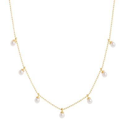 Laura Gold Chain Necklace with tiny pearls