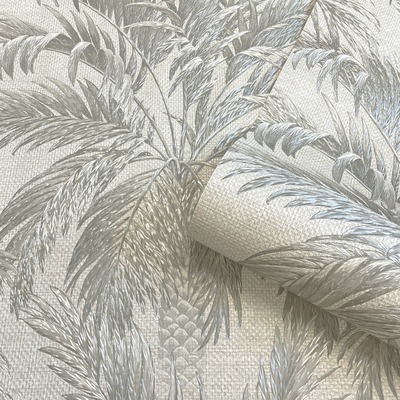 Palm Tree Wallpaper Silver / Beige Belgravia 9001
