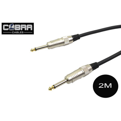 1/4"  (6.35mm) Mono Jack to Jack Cable Black 2m
