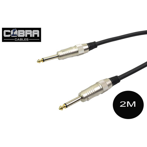 1/4"  (6.35mm) Mono Jack to Jack Cable Black 2m