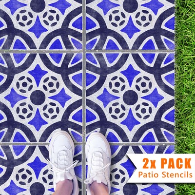 Almeria Patio Stencil - Square Slabs - 450mm - 1x Large Pattern / 2 pack (2 stencils)